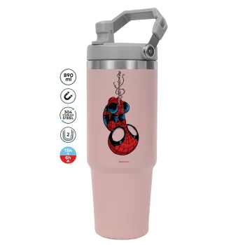 Spiderman upside down, ΡΟΖ χρώματος Θερμός Ανοξείδωτο 890ml (30oz) με χερούλι
