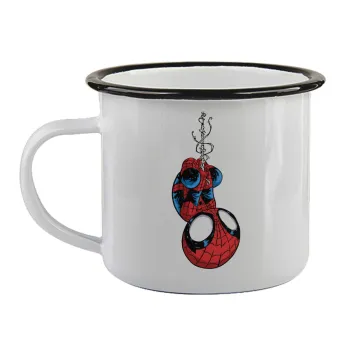 Spiderman upside down, Κούπα εμαγιέ με μαύρο χείλος 360ml