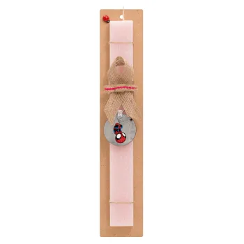Spiderman upside down, Easter Set, wooden keychain & scented flat Easter candle (30cm) (PINK)