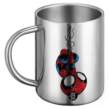 Spiderman upside down, Ανοξείδωτη Μεταλλική Κούπα 450ml - Διπλού Τοιχώματος