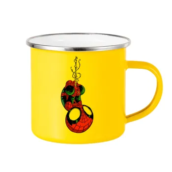 Spiderman upside down, Yellow Enamel Metallic Cup 360ml