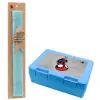 Easter Set, children's snack container BLUE & Easter aromatic flat candle (30cm) (TURQUOISE)