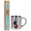 Easter Set, metallic thermal cup (300ml) & aromatic flat Easter candle (30cm) (TURQUOISE)