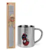 Easter Set, metallic thermal cup (300ml) & Easter aromatic flat candle (30cm) (GRAY)