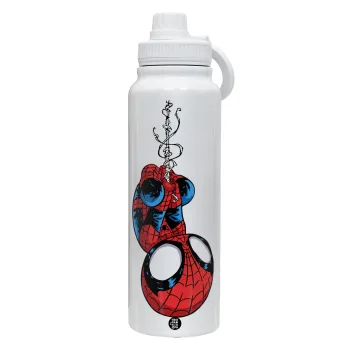 Spiderman upside down, Θερμός 1L Ανοξείδωτο με Βάση Κινητού & Διπλά Τοιχώματα