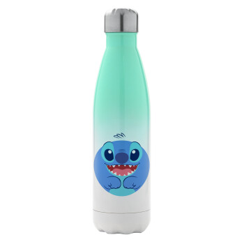 Lilo & Stitch blue, Metal mug thermos Green/White (Stainless steel), double wall, 500ml