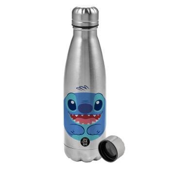 Lilo & Stitch blue, Metallic water bottle, stainless steel, 750ml