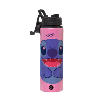 Lilo & Stitch blue, Metallic water bottle with safety lid, 850ml aluminum