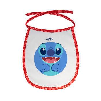 Lilo & Stitch blue, Σαλιάρα μωρού αλέκιαστη με κορδόνι Κόκκινη