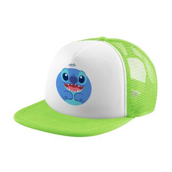 Lilo & Stitch blue, Καπέλο παιδικό Soft Trucker με Δίχτυ ΠΡΑΣΙΝΟ/ΛΕΥΚΟ (POLYESTER, ΠΑΙΔΙΚΟ, ONE SIZE)