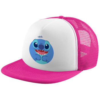 Lilo & Stitch blue, Καπέλο Soft Trucker με Δίχτυ Pink/White 