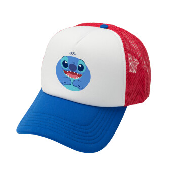 Lilo & Stitch blue, Καπέλο Soft Trucker με Δίχτυ Red/Blue/White 
