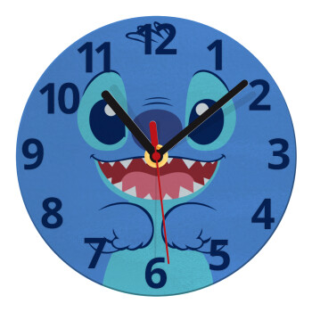 Lilo & Stitch blue, Ρολόι τοίχου γυάλινο (20cm)