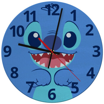 Lilo & Stitch blue, Ρολόι τοίχου γυάλινο (30cm)