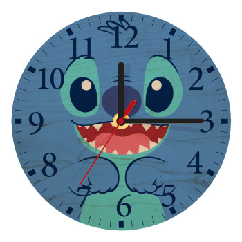 Lilo & Stitch blue, Ρολόι τοίχου ξύλινο plywood (20cm)