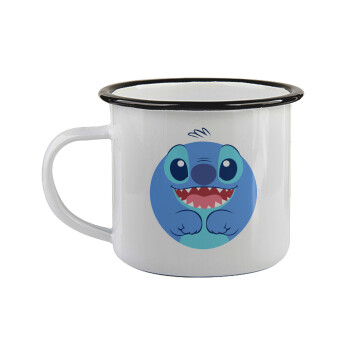 Lilo & Stitch blue, Κούπα εμαγιέ με μαύρο χείλος 360ml