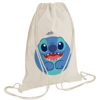 Lilo & Stitch blue, Τσάντα πλάτης πουγκί GYMBAG natural (28x40cm)