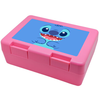 Lilo & Stitch blue, Children's cookie container PINK 185x128x65mm (BPA free plastic)