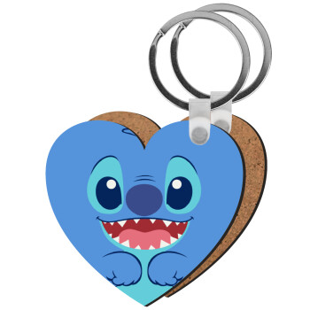 Lilo & Stitch blue, Μπρελόκ Ξύλινο καρδιά MDF
