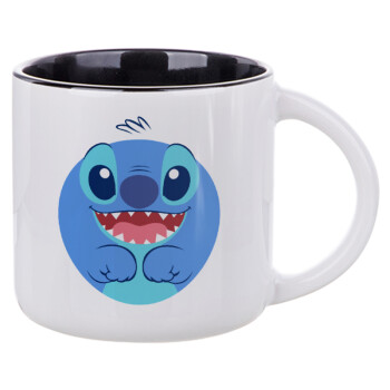 Lilo & Stitch blue, Κούπα κεραμική 400ml Λευκή/Μαύρη