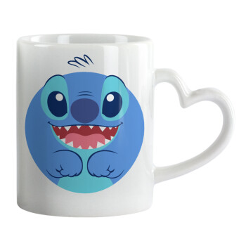 Lilo & Stitch blue, Mug heart handle, ceramic, 330ml