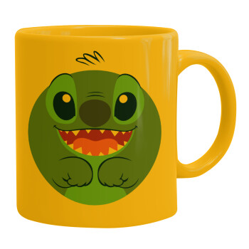 Lilo & Stitch blue, Ceramic coffee mug yellow, 330ml