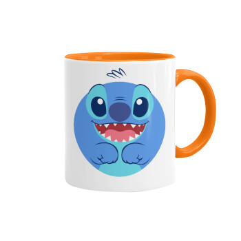 Lilo & Stitch blue, Mug colored orange, ceramic, 330ml