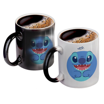 Lilo & Stitch blue, Color changing magic Mug, ceramic, 330ml when adding hot liquid inside, the black colour desappears (1 pcs)