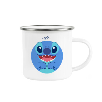 Lilo & Stitch blue, Metallic enamel cup white 360ml