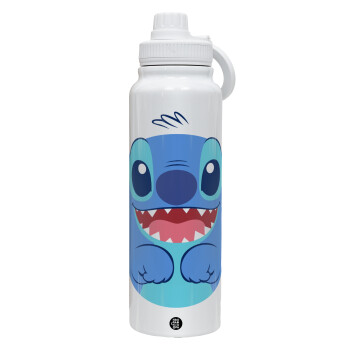 Lilo & Stitch blue, 1L Stainless Steel Thermal Bottle with Phone Holder & Double Wall Insulation