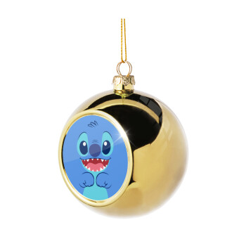 Lilo & Stitch blue, Χριστουγεννιάτικη μπάλα δένδρου Χρυσή 8cm