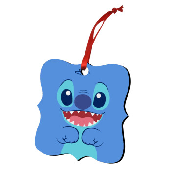 Lilo & Stitch blue, Christmas ornament polygon wooden 7.5cm