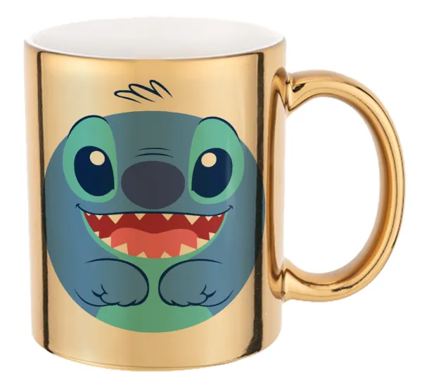 Lilo & Stitch blue — Mug ceramic, gold mirror, 330ml
