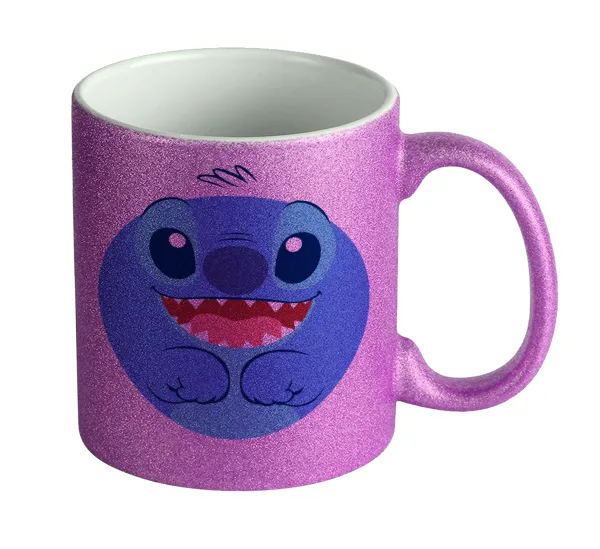 Lilo & Stitch blue — Κούπα Μωβ Glitter που γυαλίζει, κεραμική, 330ml