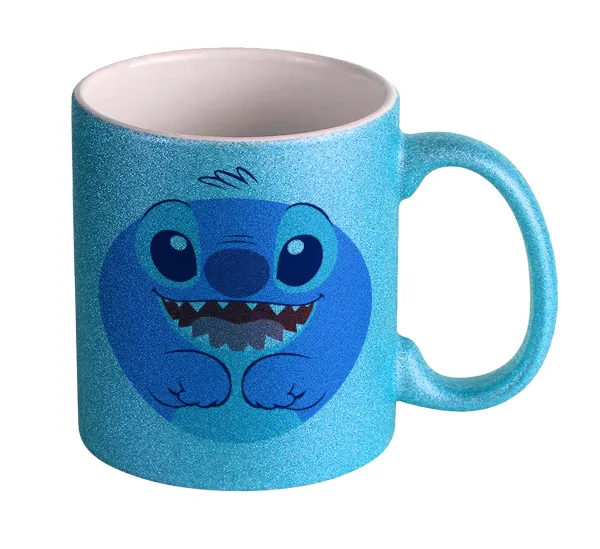 Lilo & Stitch blue — Κούπα Σιέλ Glitter που γυαλίζει, κεραμική, 330ml