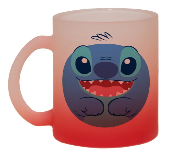 Lilo & Stitch blue — Κούπα γυάλινη δίχρωμη με βάση το κόκκινο ματ, 330ml