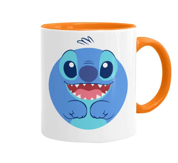 Lilo & Stitch blue — Mug colored orange, ceramic, 330ml
