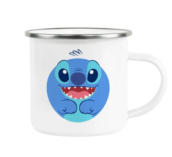 Lilo & Stitch blue — Metallic enamel cup white 360ml