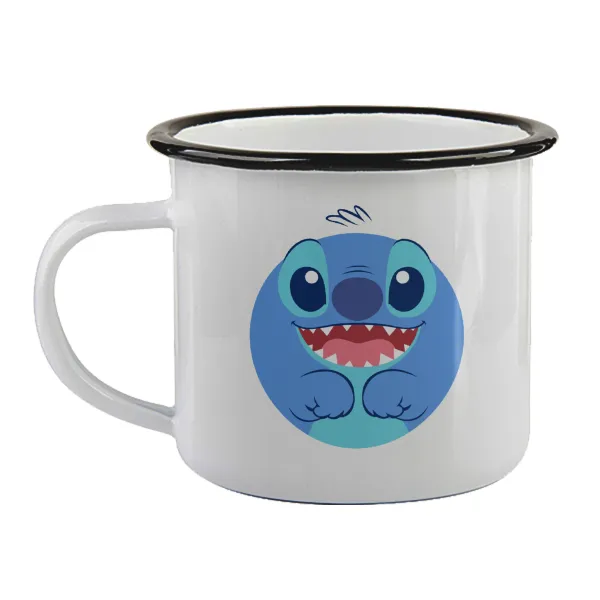 Lilo & Stitch blue — Enamel mug with black rim, 360ml
