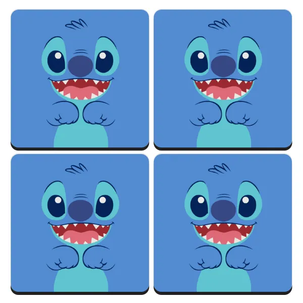 Lilo & Stitch blue — Σουβέρ ξύλινα τετράγωνα (9cm)