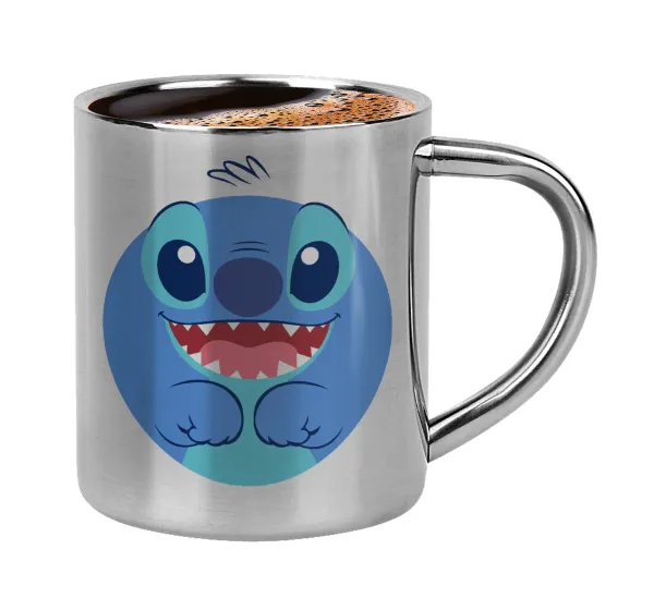 Lilo & Stitch blue — Double-wall metal cup for espresso (220ml)