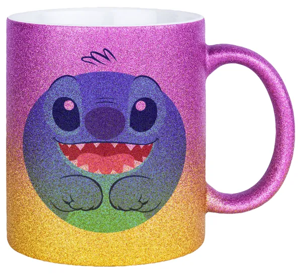 Lilo & Stitch blue — Κούπα Χρυσή/Ροζ Glitter, κεραμική, 330ml