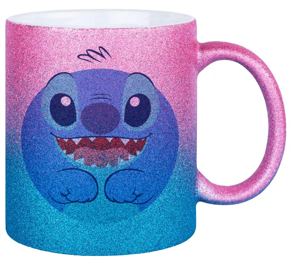 Lilo & Stitch blue — Κούπα Χρυσή/Μπλε Glitter, κεραμική, 330ml