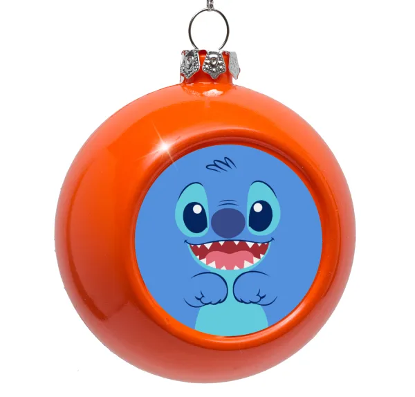 Lilo & Stitch blue — Στολίδι Χριστουγεννιάτικη μπάλα δένδρου Πορτοκαλί 8cm