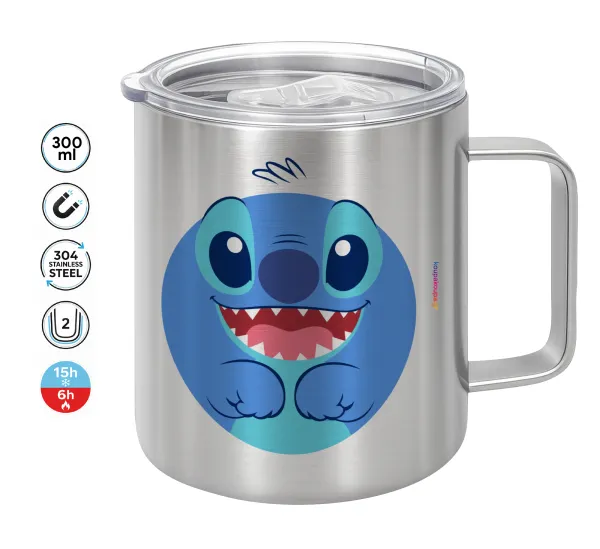 Lilo & Stitch blue — Double-walled stainless steel mug 300ml with temperature-retaining lid