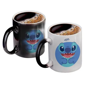 Lilo & Stitch blue, Color changing magic Mug, ceramic, 330ml when adding hot liquid inside, the black colour desappears (1 pcs)