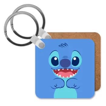 Lilo & Stitch blue, Μπρελόκ Ξύλινο τετράγωνο MDF