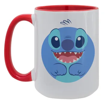 Lilo & Stitch blue, Κούπα Mega 15oz, κεραμική Κόκκινη, 450ml
