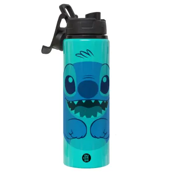 Lilo & Stitch blue, Metallic water bottle with safety lid, 850ml aluminum
