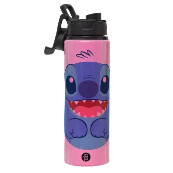 Lilo & Stitch blue, Metallic water bottle with safety lid, 850ml aluminum